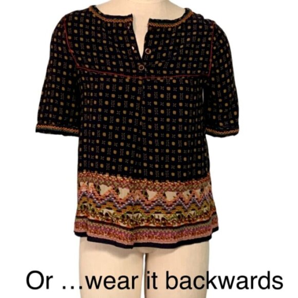 Anthropologie Holding Horses Minas Blouse Embroidered Short Sleeve Top 2 #19768 - Picture 12 of 14